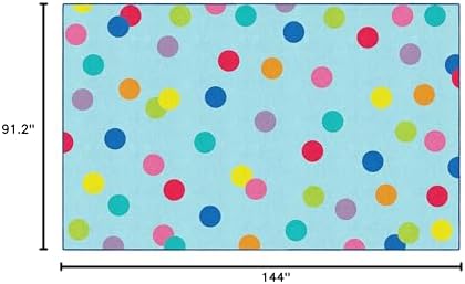 Flagship Carpets Just Teach Rainbow Polka Dots Classroom Area Rug for Indoor Classroom Learning or Kid Bedroom Educational Play Mat, 7'6"x12', Blue|B099CCP78P
