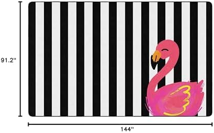 Flagship Carpets Simply Stylish Tropical Black and White Stripes Flamingo Classroom Area Rug for Indoor Classroom Learning or Kid Bedroom Educational Play Mat, 7'6"x12'|B099D1FBG1