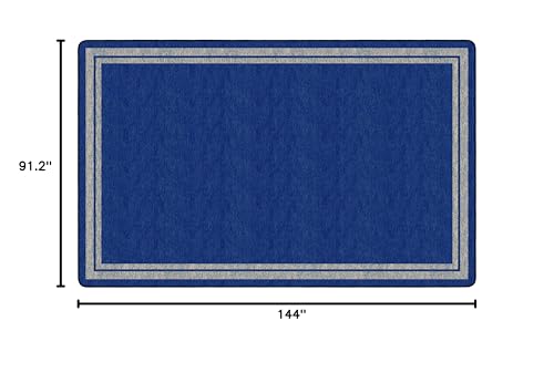 Flagship Carpets Double Border Area Rug for Classroom or Office Rug, Kids Bedroom or Playroom Carpet, and Living Room Mat, 7'6" x 12', Blue Light Border|B07DJ219LJ