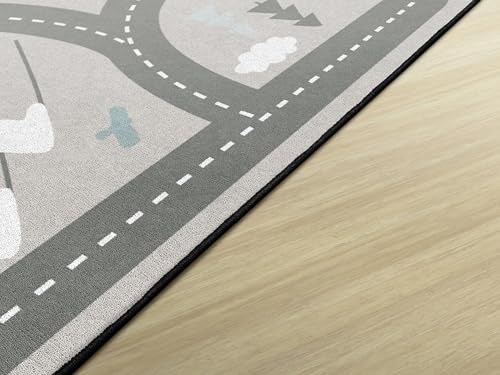 Flagship Carpets Silly Streets Classroom Educational Area Rug for Kids and Teachers, Durable Quality for Schools, Preschool, Daycare, Learning Centers, and Home, 7'6" x 12' - Neutral|B0FLNMV67R