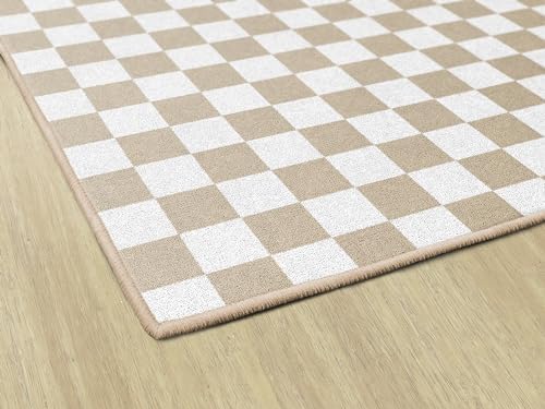 Flagship Carpets Brown and White Checkerboard Educational Area Rug for Kids Room Seating Décor, Children's Classroom, Play Carpet for Teaching and Playroom, 7'6" x 12', Neutral|B0CHTLQ53W