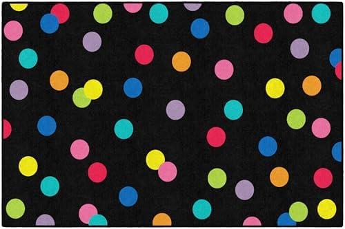 Flagship Carpets Just Teach Rainbow Polka Dots Classroom Area Rug for Indoor Classroom Learning or Kid Bedroom Educational Play Mat, 7'6"x12', Blue|B099CCP78P