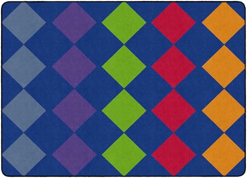 Flagship Carpets Diamond Seating Classroom Educational Area Rug for Kids and Teachers, Durable Quality for Schools, Preschool, Daycare, Learning Centers, and Home, 7'6" x 12' - Multicolor|B0FD41NR39