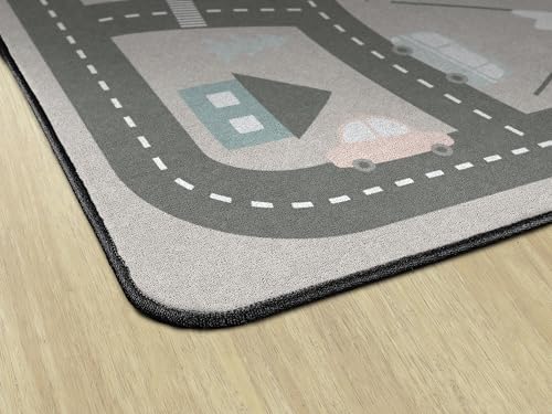 Flagship Carpets Silly Streets Classroom Educational Area Rug for Kids and Teachers, Durable Quality for Schools, Preschool, Daycare, Learning Centers, and Home, 7'6" x 12' - Neutral|B0FLNMV67R