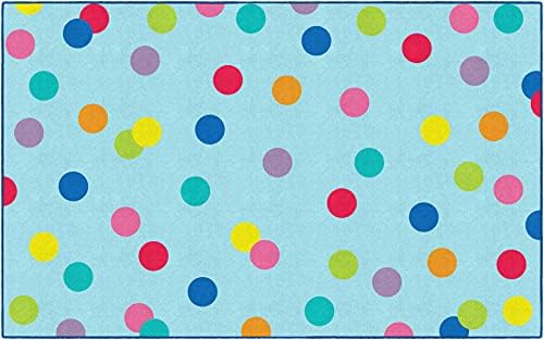 Flagship Carpets Just Teach Rainbow Polka Dots Classroom Area Rug for Indoor Classroom Learning or Kid Bedroom Educational Play Mat, 7'6"x12', Blue|B099CCP78P