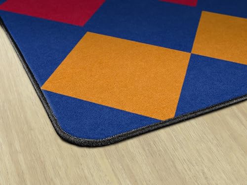 Flagship Carpets Diamond Seating Classroom Educational Area Rug for Kids and Teachers, Durable Quality for Schools, Preschool, Daycare, Learning Centers, and Home, 7'6" x 12' - Multicolor|B0FD41NR39