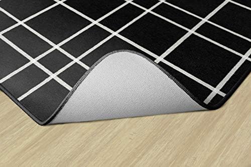 Flagship Carpets Check Pattern Area Rug for Childrens Classroom, Kids Playroom, Living Room or Bedroom Carpet and Kitchen Rug, 6' x 8'4", Black|B08KGW844G