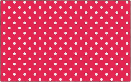 Flagship Carpets Small Polka Dots Children's Classroom Décor Area Rug for Schools, Durable and Fun for Learning Centers, Daycares and Preschools, 5' X 7'6" - Red|B0FLNP9HQ8