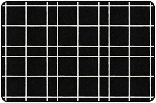 Flagship Carpets Check Pattern Area Rug for Childrens Classroom, Kids Playroom, Living Room or Bedroom Carpet and Kitchen Rug, 6' x 8'4", Black|B08KGW844G