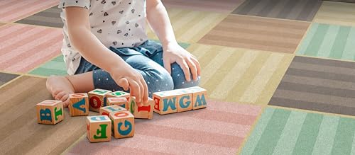 Flagship Carpets Calming Blocks Classroom Educational Area Rug for Kids and Teachers, Durable Quality for Schools, Preschool, Daycare, Learning Centers, and Home, 7'6" x 12' - Soft-Tone|B0FLNXRFGR