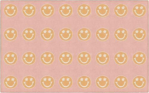 Flagship Carpets Good Vibes Happy Faces Children's Classroom Décor Area Rug for Schools, Durable and Fun for Learning Centers, Daycares and Preschools, 7'6" X 12'|B0FLNL1HS7