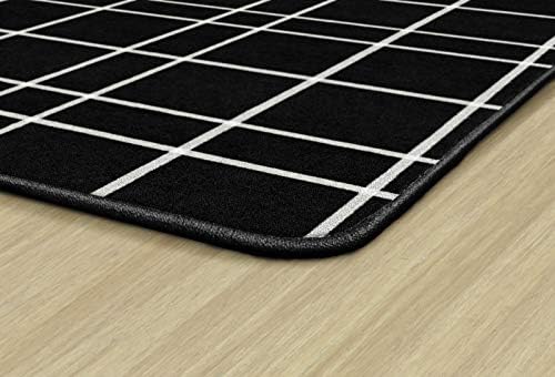 Flagship Carpets Check Pattern Area Rug for Childrens Classroom, Kids Playroom, Living Room or Bedroom Carpet and Kitchen Rug, 6' x 8'4", Black|B08KGW844G