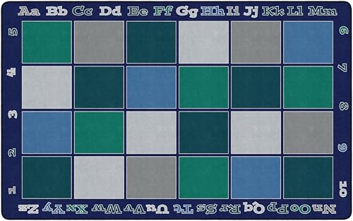 Flagship Carpets Sitting Grid Classroom Educational Area Rug for Kids and Teachers, Durable Quality for Schools, Preschool, Daycare, Learning Centers, and Home, 7'6" x 12' - CoolBlue|B0FLNFQP29