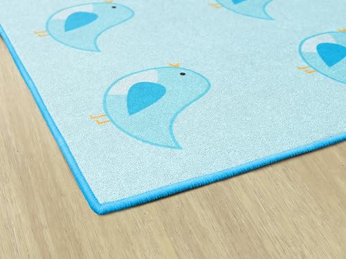 Flagship Carpets Sweet Blue Bird Criss Cross Applesauce Children's Classroom Décor Area Rug for Schools, Durable and Fun for Learning Centers, Daycares and Preschools, 7'6" X 12'|B0FLN1BKXN