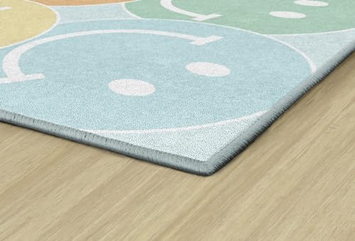 Flagship Carpets Pastel Rainbow Smileys Educational Area Rug for Kids Room Seating Décor, Children's Classroom, Play Carpet for Teaching and Playroom, 7'6" x 12', Multi|B0CHTMSL5S