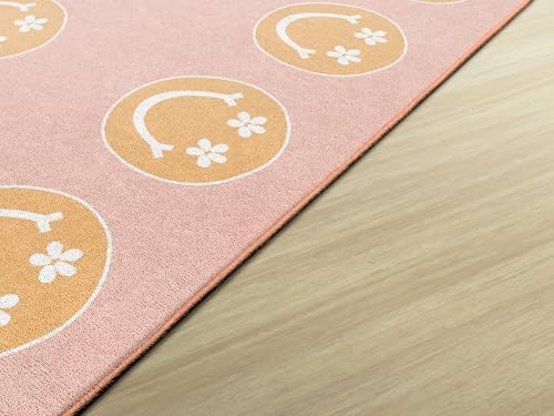 Flagship Carpets Good Vibes Happy Faces Children's Classroom Décor Area Rug for Schools, Durable and Fun for Learning Centers, Daycares and Preschools, 7'6" X 12'|B0FLNL1HS7