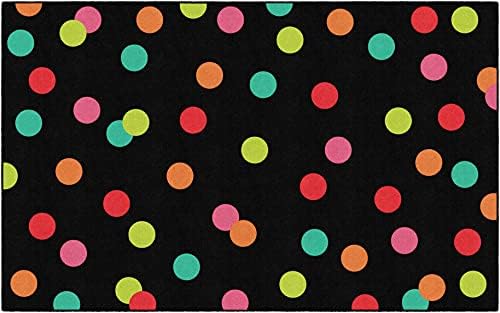 Flagship Carpets Just Teach Rainbow Polka Dots Classroom Area Rug for Indoor Classroom Learning or Kid Bedroom Educational Play Mat, 7'6"x12', Blue|B099CCP78P