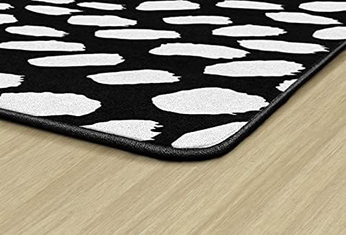 Flagship Carpets White on Black Safari Dot Classroom Area Rug for Indoor Classroom Learning or Kid Bedroom Educational Play Mat, 5'x7'6"|B099CFH6S6