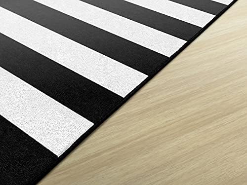 Flagship Carpets Simply Stylish Tropical Black and White Stripes Flamingo Classroom Area Rug for Indoor Classroom Learning or Kid Bedroom Educational Play Mat, 7'6"x12'|B099D1FBG1