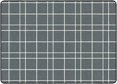 Flagship Carpets Check Pattern Area Rug for Childrens Classroom, Kids Playroom, Living Room or Bedroom Carpet and Kitchen Rug, 6' x 8'4", Black|B08KGW844G