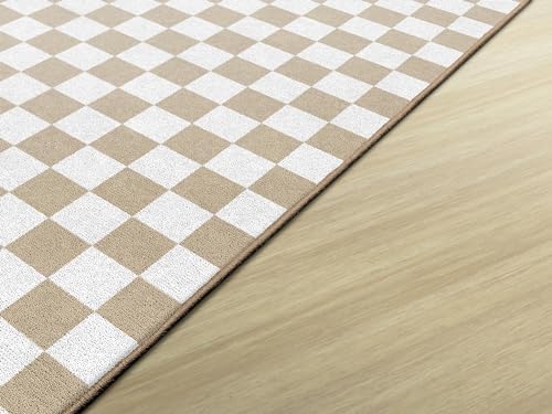 Flagship Carpets Brown and White Checkerboard Educational Area Rug for Kids Room Seating Décor, Children's Classroom, Play Carpet for Teaching and Playroom, 7'6" x 12', Neutral|B0CHTLQ53W