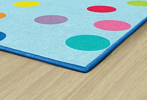Flagship Carpets Just Teach Rainbow Polka Dots Classroom Area Rug for Indoor Classroom Learning or Kid Bedroom Educational Play Mat, 7'6"x12', Blue|B099CCP78P