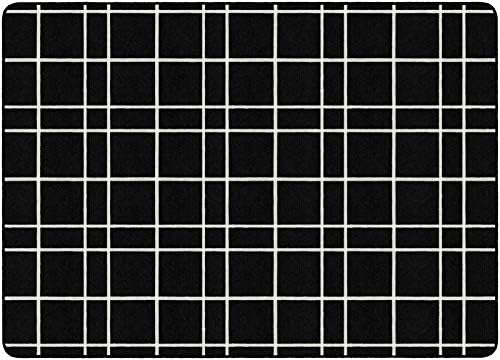 Flagship Carpets Check Pattern Area Rug for Childrens Classroom, Kids Playroom, Living Room or Bedroom Carpet and Kitchen Rug, 6' x 8'4", Black|B08KGW844G
