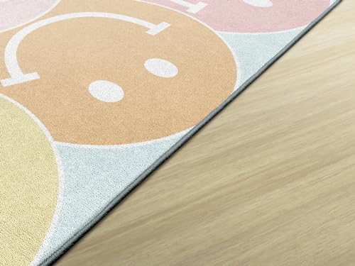 Flagship Carpets Pastel Rainbow Smileys Educational Area Rug for Kids Room Seating Décor, Children's Classroom, Play Carpet for Teaching and Playroom, 7'6" x 12', Multi|B0CHTMSL5S