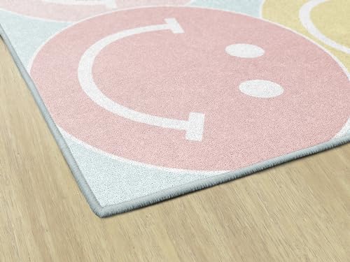 Flagship Carpets Pastel Rainbow Smileys Educational Area Rug for Kids Room Seating Décor, Children's Classroom, Play Carpet for Teaching and Playroom, 7'6" x 12', Multi|B0CHTMSL5S