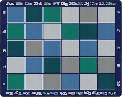 Flagship Carpets Sitting Grid Classroom Educational Area Rug for Kids and Teachers, Durable Quality for Schools, Preschool, Daycare, Learning Centers, and Home, 7'6" x 12' - CoolBlue|B0FLNFQP29