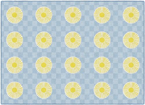 Flagship Carpets Peppy Suns Criss-Cross Applesauce Educational Area Rug for Kids Room, Children's Classroom, Play Carpet for Teaching and Playroom, 7'6" x 12', Blue, Seats 32|B0CHT5LX6L
