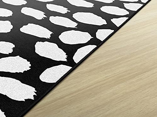 Flagship Carpets White on Black Safari Dot Classroom Area Rug for Indoor Classroom Learning or Kid Bedroom Educational Play Mat, 5'x7'6"|B099CFH6S6