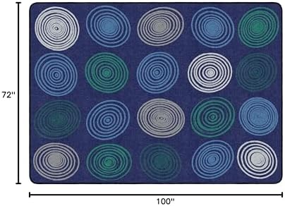 Flagship Carpets Circles Abstract Educational Area Rug for Kids Room Seating Décor, Children's Classroom, Play Carpet for Teaching and Playroom, Seats 20, 6' x 8'4", Cool Blue|B0CFS228ZR