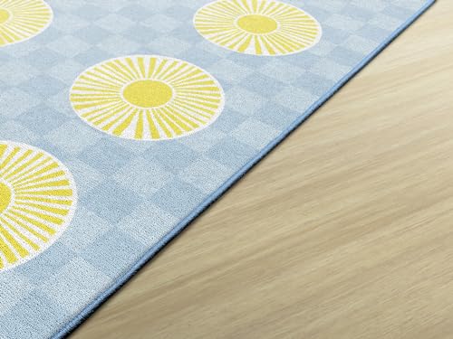 Flagship Carpets Peppy Suns Criss-Cross Applesauce Educational Area Rug for Kids Room, Children's Classroom, Play Carpet for Teaching and Playroom, 7'6" x 12', Blue, Seats 32|B0CHT5LX6L