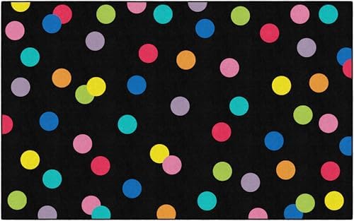Flagship Carpets Just Teach Rainbow Polka Dots Classroom Area Rug for Indoor Classroom Learning or Kid Bedroom Educational Play Mat, 7'6"x12', Blue|B099CCP78P