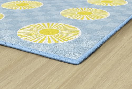Flagship Carpets Peppy Suns Criss-Cross Applesauce Educational Area Rug for Kids Room, Children's Classroom, Play Carpet for Teaching and Playroom, 7'6" x 12', Blue, Seats 32|B0CHT5LX6L