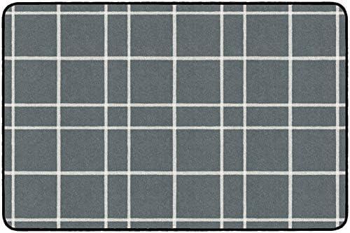 Flagship Carpets Check Pattern Area Rug for Childrens Classroom, Kids Playroom, Living Room or Bedroom Carpet and Kitchen Rug, 6' x 8'4", Black|B08KGW844G