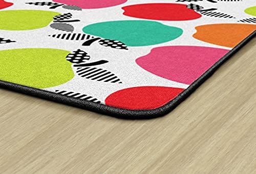 Flagship Carpets Black White and Stylish Brights All Over Apples Classroom Area Rug for Indoor Classroom Learning or Kid Bedroom Educational Play Mat, 5'x7'6"|B099CML13W