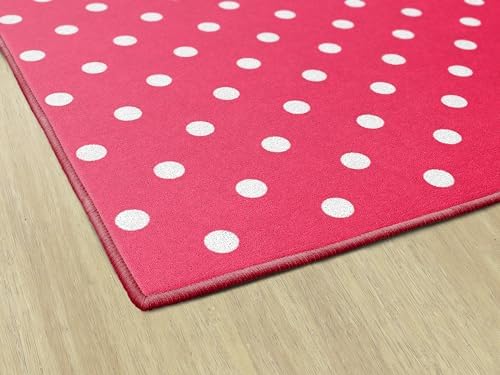 Flagship Carpets Small Polka Dots Children's Classroom Décor Area Rug for Schools, Durable and Fun for Learning Centers, Daycares and Preschools, 5' X 7'6" - Red|B0FLNP9HQ8
