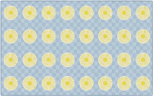 Flagship Carpets Peppy Suns Criss-Cross Applesauce Educational Area Rug for Kids Room, Children's Classroom, Play Carpet for Teaching and Playroom, 7'6" x 12', Blue, Seats 32|B0CHT5LX6L