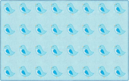 Flagship Carpets Sweet Blue Bird Criss Cross Applesauce Children's Classroom Décor Area Rug for Schools, Durable and Fun for Learning Centers, Daycares and Preschools, 7'6" X 12'|B0FLN1BKXN