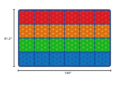 Flagship Carpets Star Seating Rows Multicolor Educational Rug for Kids Room or Playroom Mat, Home Learning Area or Classroom Carpet, (Seats 24), 7'6"x12', Stars Seating|B07DJ2C2CP