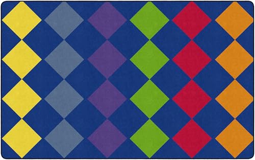 Flagship Carpets Diamond Seating Classroom Educational Area Rug for Kids and Teachers, Durable Quality for Schools, Preschool, Daycare, Learning Centers, and Home, 7'6" x 12' - Multicolor|B0FD41NR39