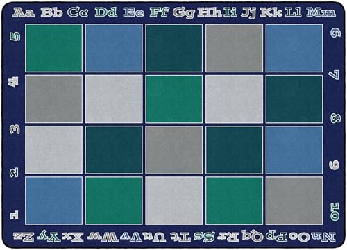 Flagship Carpets Sitting Grid Classroom Educational Area Rug for Kids and Teachers, Durable Quality for Schools, Preschool, Daycare, Learning Centers, and Home, 7'6" x 12' - CoolBlue|B0FLNFQP29