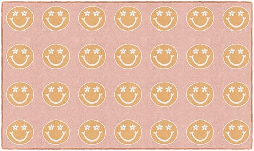 Flagship Carpets Good Vibes Happy Faces Children's Classroom Décor Area Rug for Schools, Durable and Fun for Learning Centers, Daycares and Preschools, 7'6" X 12'|B0FLNL1HS7