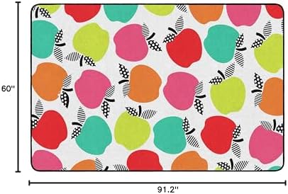 Flagship Carpets Black White and Stylish Brights All Over Apples Classroom Area Rug for Indoor Classroom Learning or Kid Bedroom Educational Play Mat, 5'x7'6"|B099CML13W