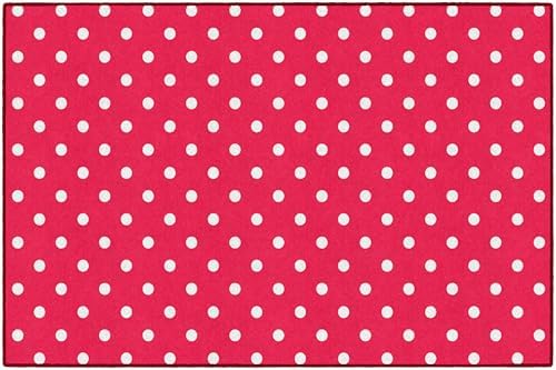 Flagship Carpets Small Polka Dots Children's Classroom Décor Area Rug for Schools, Durable and Fun for Learning Centers, Daycares and Preschools, 5' X 7'6" - Red|B0FLNP9HQ8