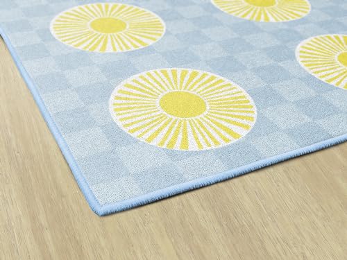 Flagship Carpets Peppy Suns Criss-Cross Applesauce Educational Area Rug for Kids Room, Children's Classroom, Play Carpet for Teaching and Playroom, 7'6" x 12', Blue, Seats 32|B0CHT5LX6L