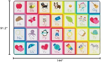 Flagship Carpets Rainbow Alphabet Criss Cross Applesauce Solid Classroom Area Rug for Indoor Classroom Learning or Kid Bedroom Educational Play Mat, 7'6"x12', Multi|B099CMC1LD