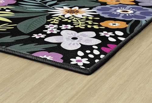 Flagship Carpets Wildflower Educational Area Rug for Kids Room Seating Décor, Children's Classroom, Play Carpet for Teaching and Playroom, 7'6" x 12', Black & Multi|B0CHTKYV2S